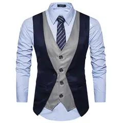 TIOZONEY - Traje Chaleco para Hombre-Gris