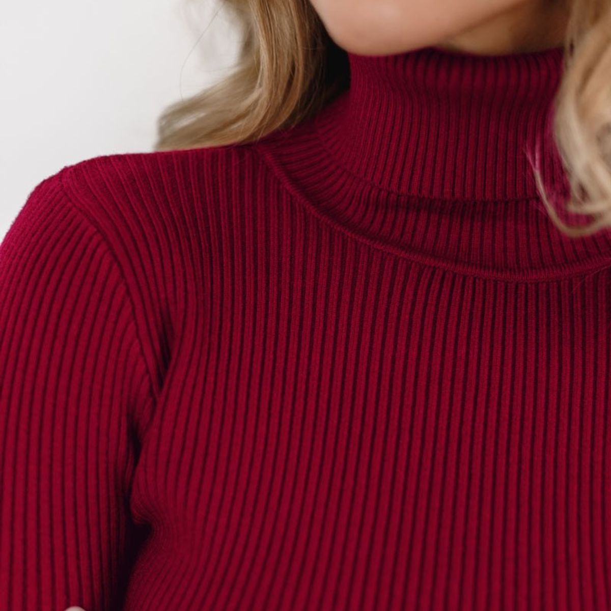 TIOZONEY - Sweater De Cuello Alto Mujer - Burdeo