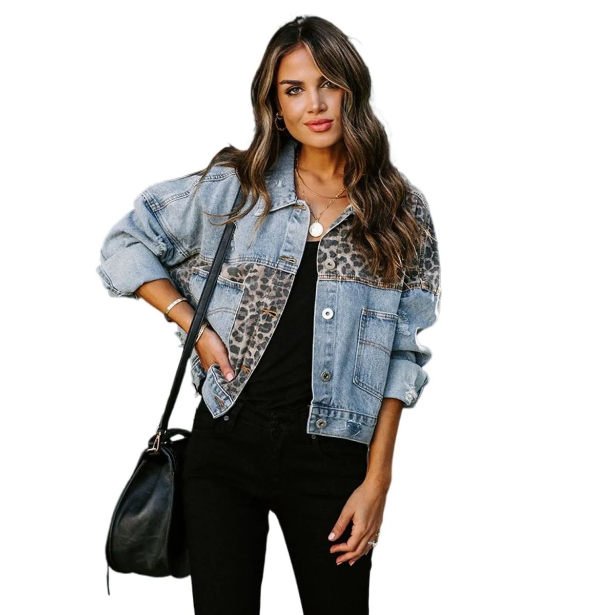 TIOZONEY - Chaqueta de Jeans Mujer -Azul