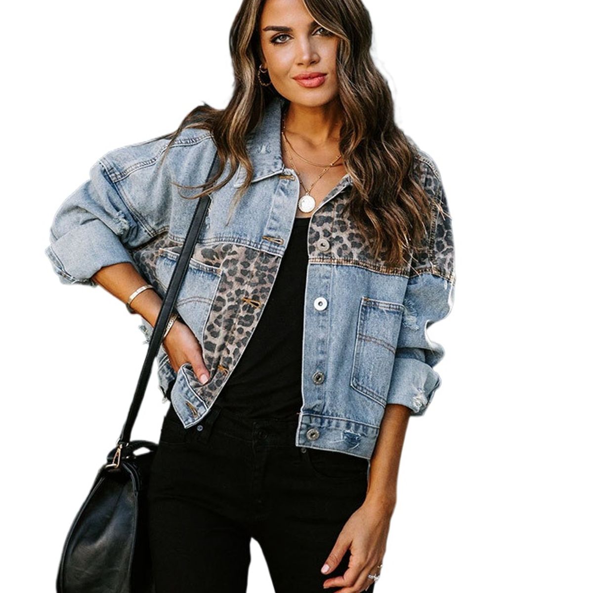 TIOZONEY - Chaqueta de Jeans Mujer -Azul