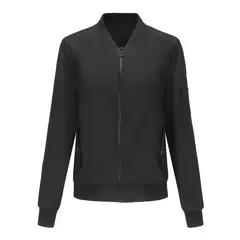 TIOZONEY - Chaqueta de manga larga con cierre para mujer - Negro