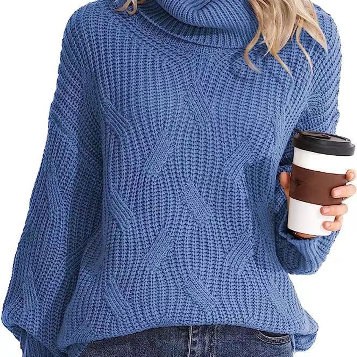 TIOZONEY - Sweater Cuello de Cuello Alto Mujer
