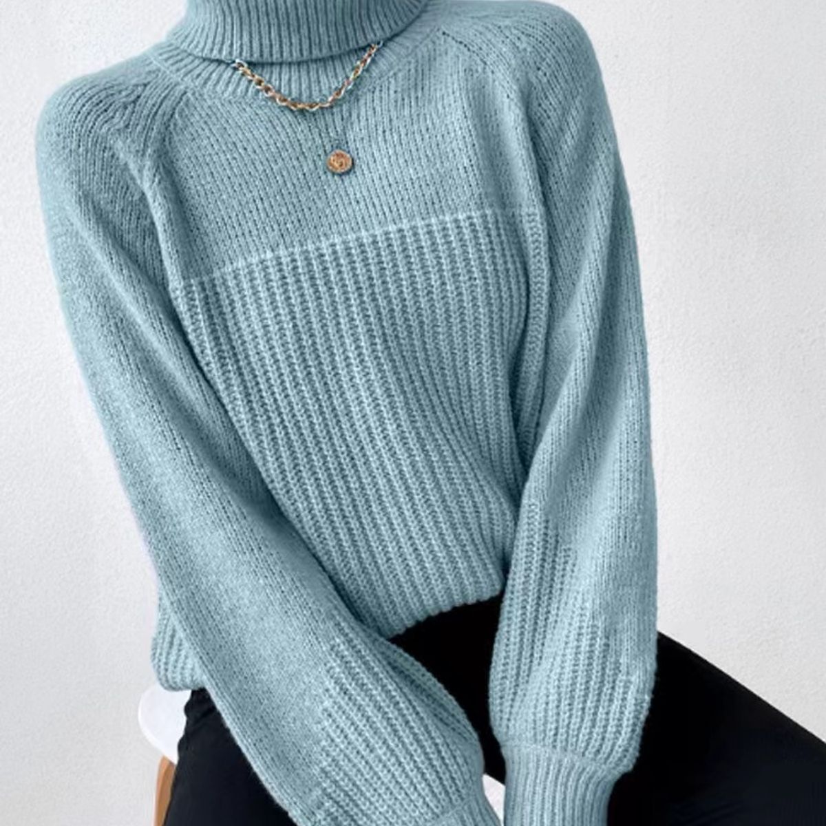 TIOZONEY - Sweater Cuello de Cuello Alto Mujer