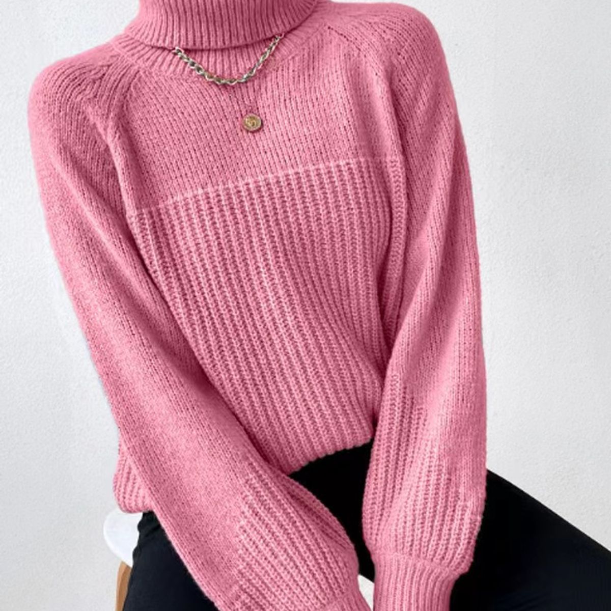 TIOZONEY - Sweater Cuello de Cuello Alto Mujer