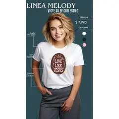 GG GOODGOODS - Polera Melody Cristiana Love Like Jesus Algodón Calidad Europea
