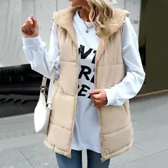 TIOZONEY - Chaqueta Chiporro Mujer sin mangas - Beige