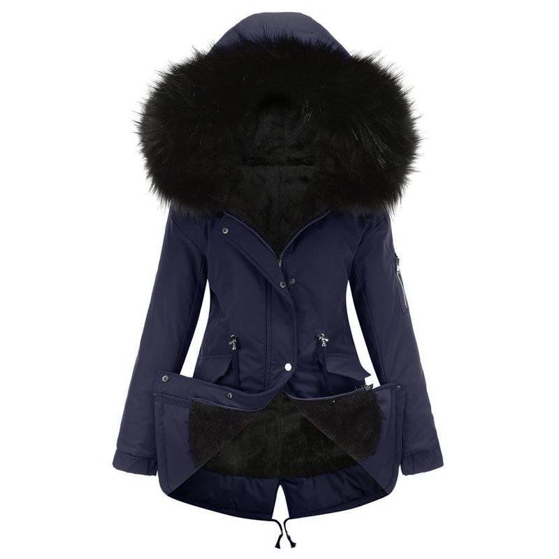 TIOZONEY - Abrigo de invierno con gorro para mujer - Azul