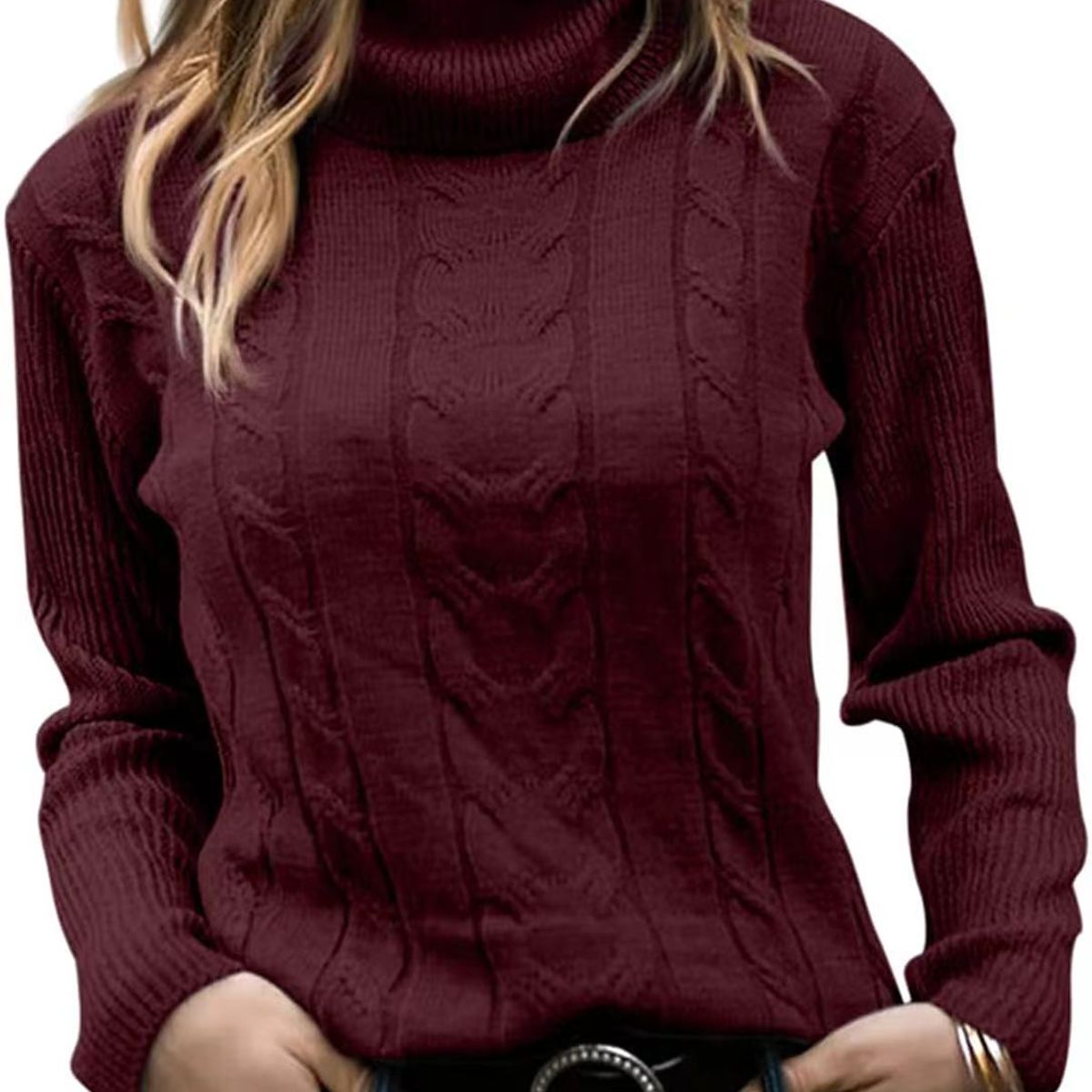 TIOZONEY - Sweater Cuello de Cuello Alto Mujer