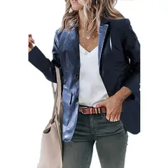 TIOZONEY - Chaqueta de piel larga suelta con solapa