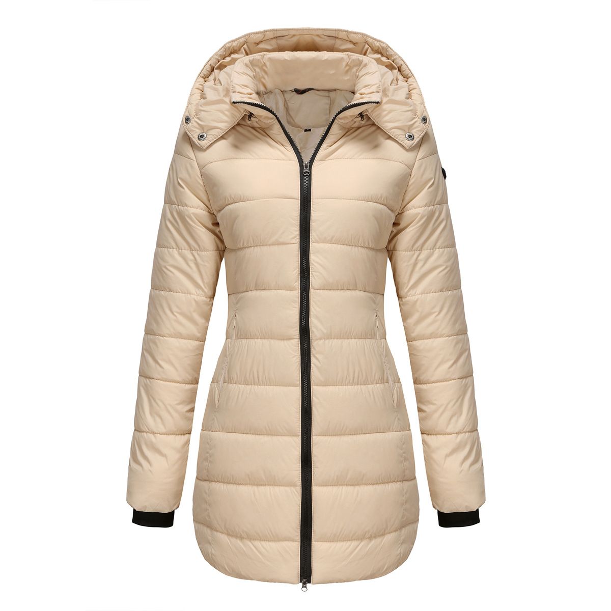 TIOZONEY - Parka Manga Larga Mujer - Beige