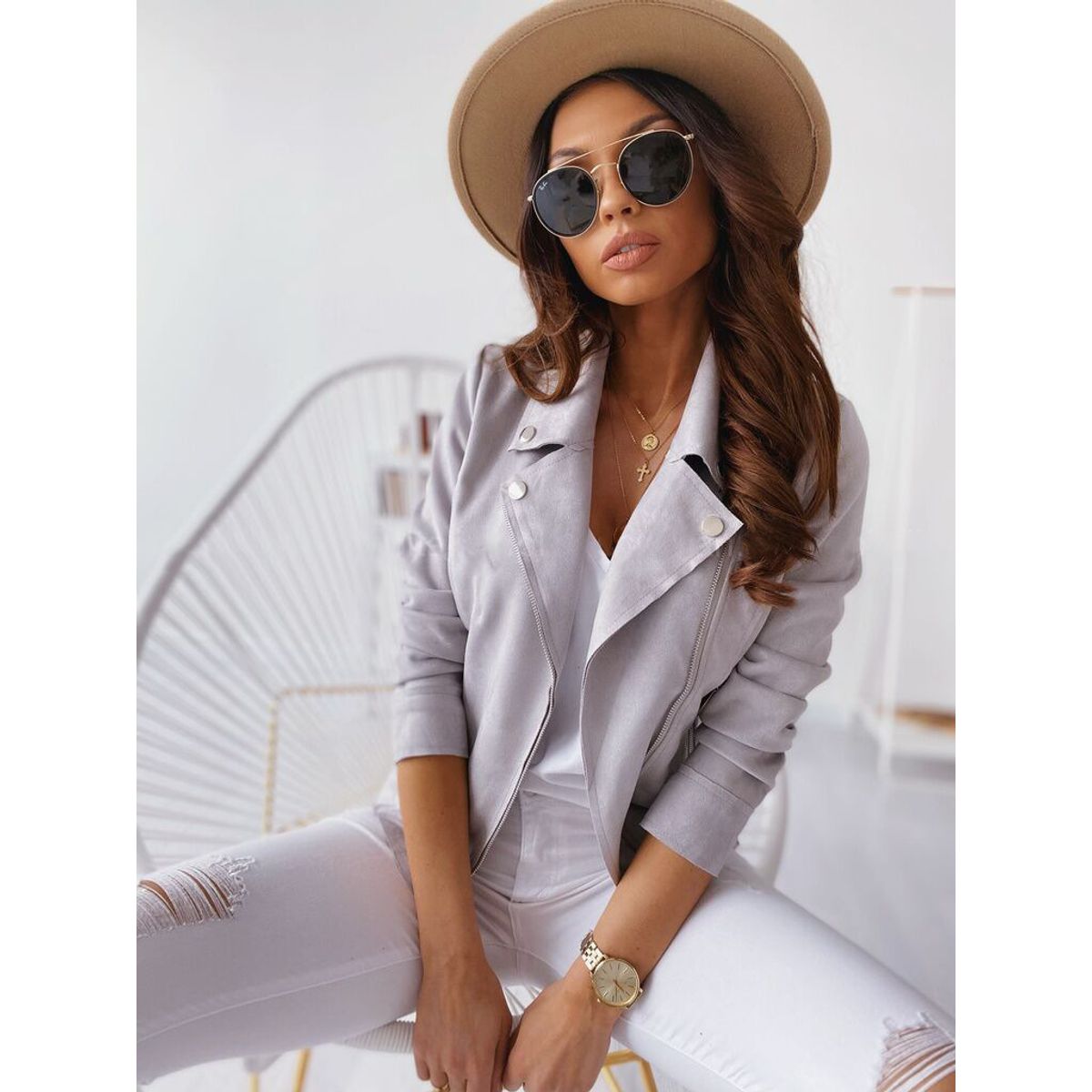 TIOZONEY - Chaqueta Mujer - Gris