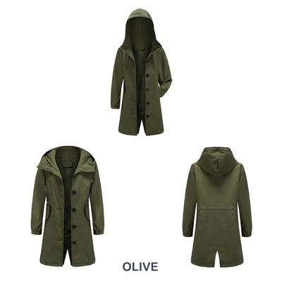 Imagen 2 del producto Cortavientos largo impermeable con gorro - Verde