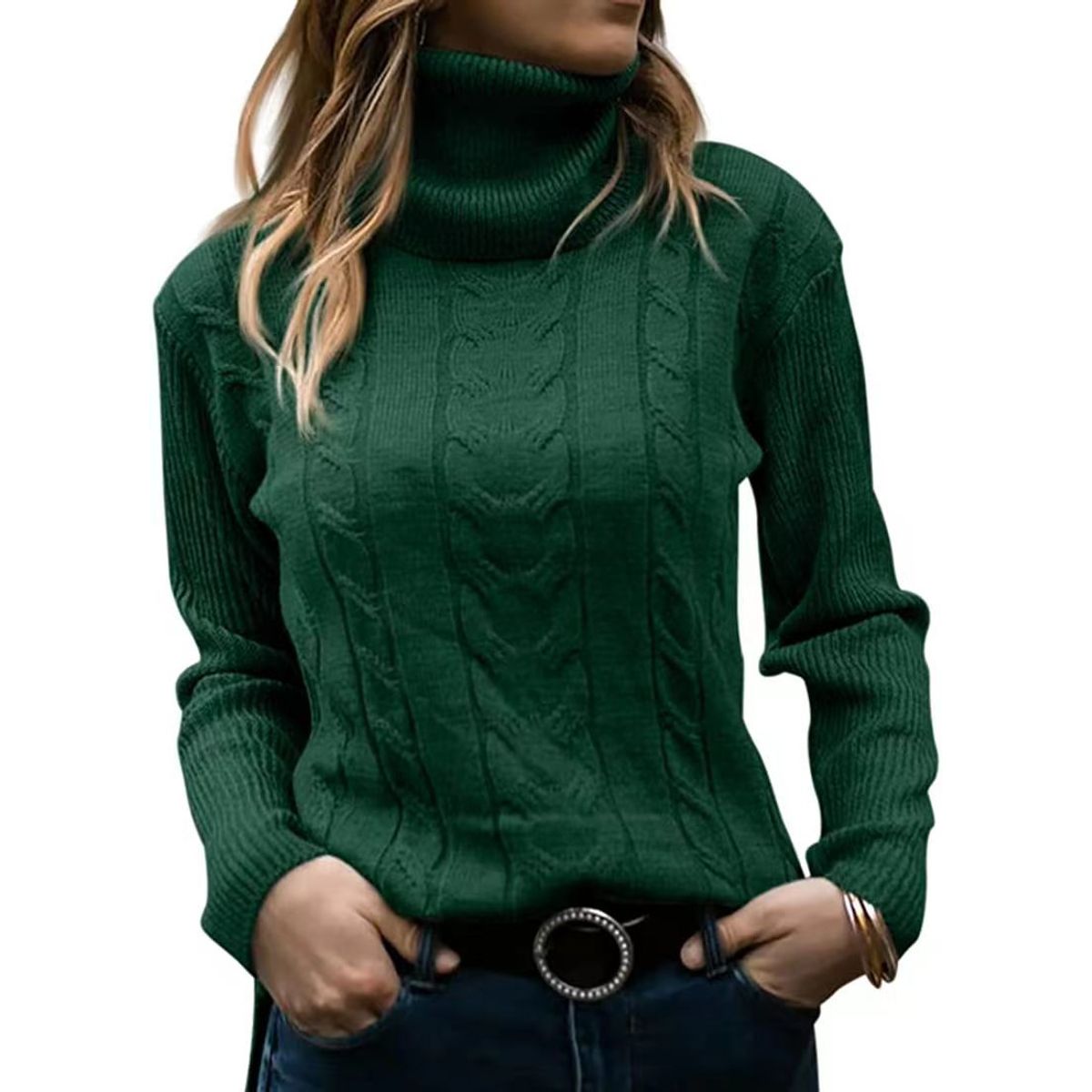 TIOZONEY - Sweater Cuello de Cuello Alto Mujer