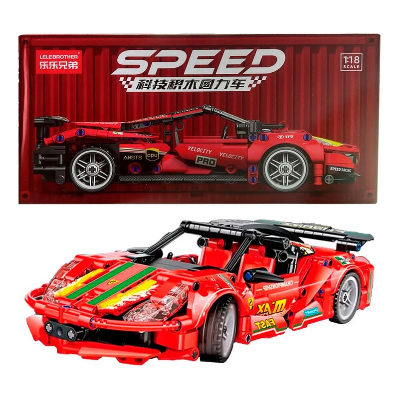 GENERICO - Auto Bloques A Escala 1/18 Speed Rojo