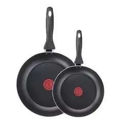 GENERICO - Set de 2 sartenes Easy Cook Tefal 24 cm y 30 cm aluminio negro