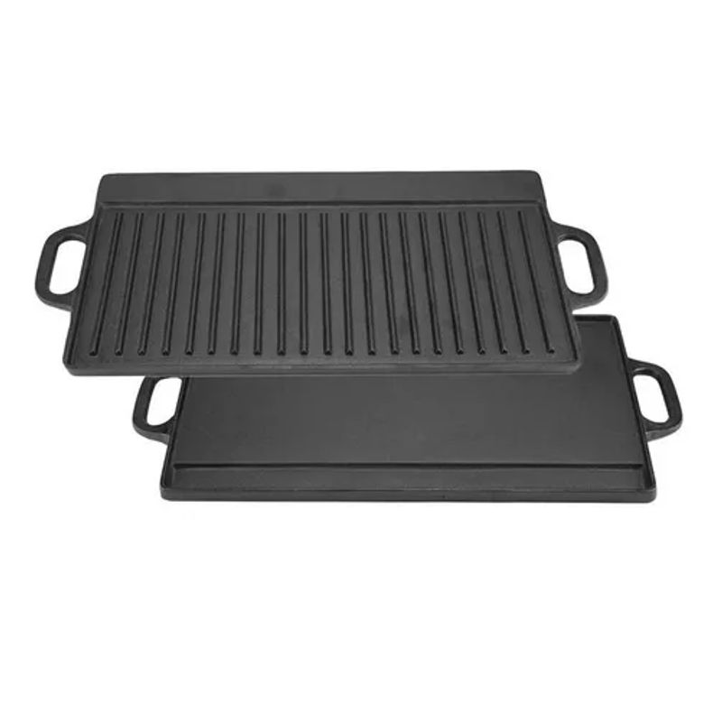 GENERICO - Plancha churrasquera reversible de hierro fundido 50x23 cm