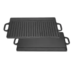 GENERICO - Plancha churrasquera reversible de hierro fundido 50x23 cm