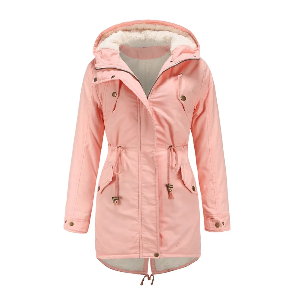 TIOZONEY - Abrigo chiporro con gorro para mujer - Rosado