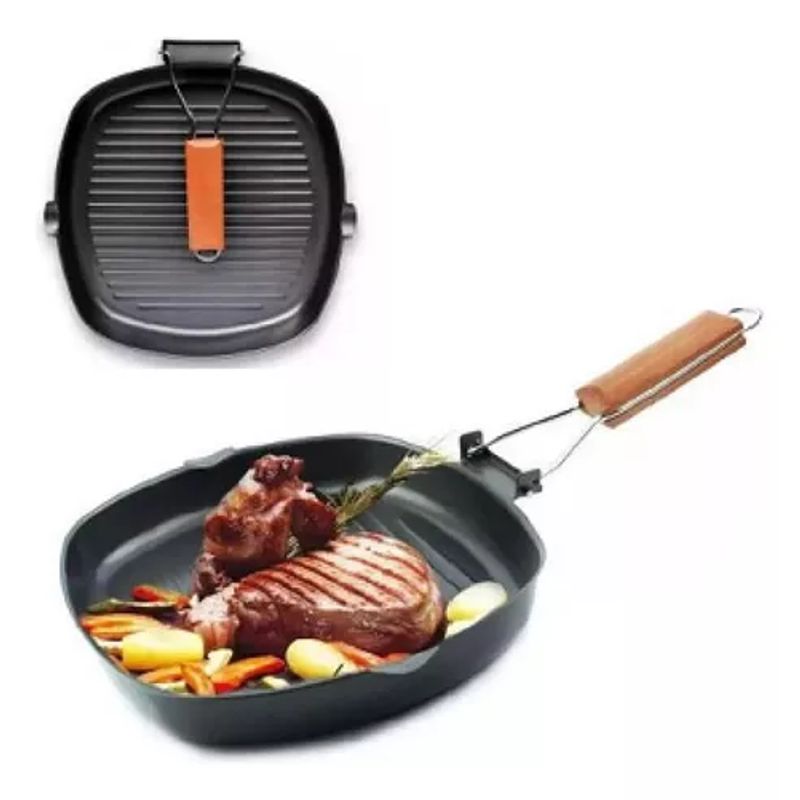GENERICO - Sartén antiadherente cuadrado para parrilla plancha grill 20 cm