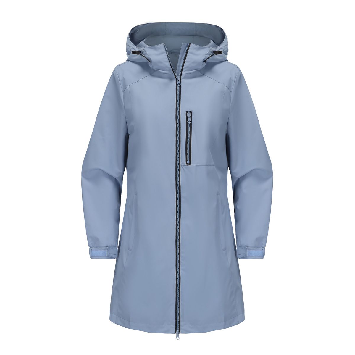 TIOZONEY - Chaqueta impermeable con capucha para mujer-Azul
