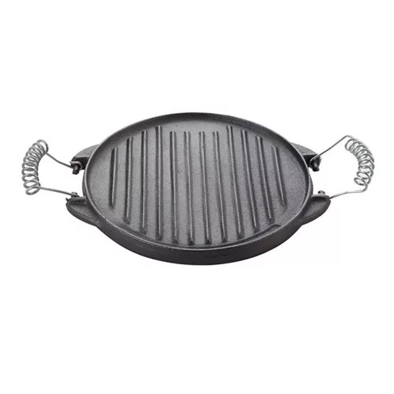 GENERICO - Plancha churrasquera reversible de 25 cm hierro fundido