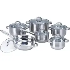 GENERICO - Set de 12 piezas de Ollas de cocina dorado acero inoxidable