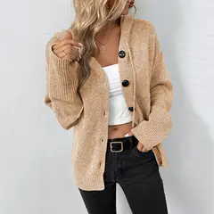 TIOZONEY - Chaleco con botones mujer - Beige