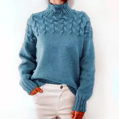 TIOZONEY - Sweater Cuello de Cuello Alto Mujer