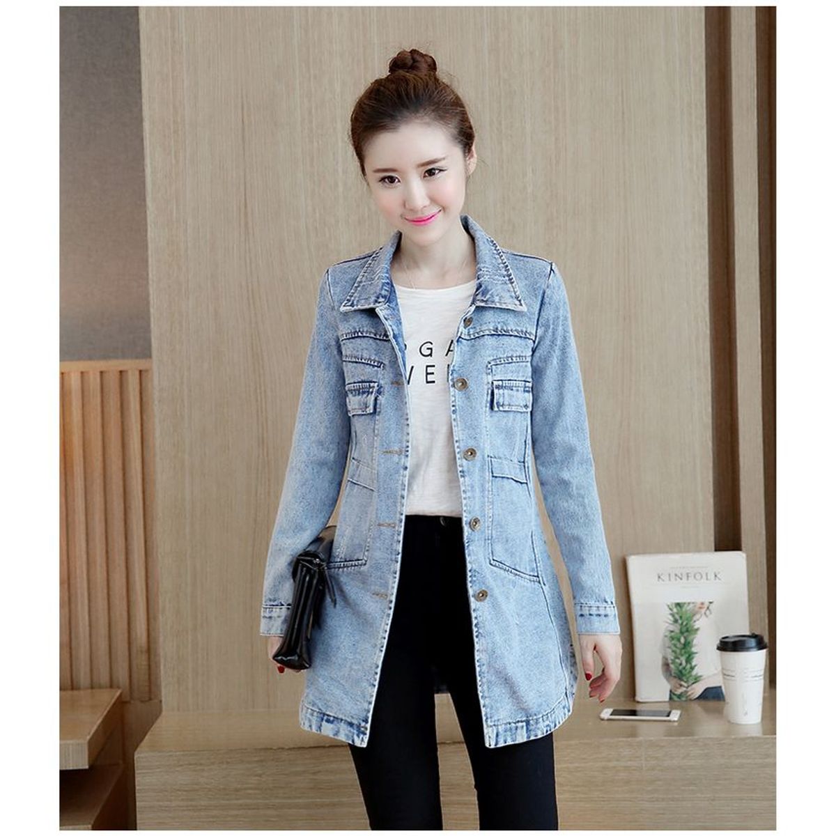 TIOZONEY - Chaqueta Jeans Mujer