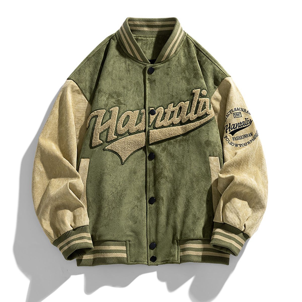 TIOZONEY - Chaqueta de béisbol para hombre - Verde Claro