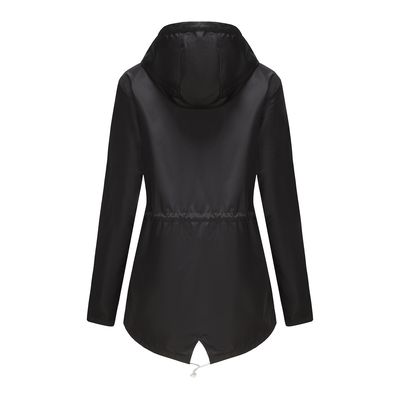 Imagen 2 del producto Cortavientos impermeable con gorro para mujer - Negro