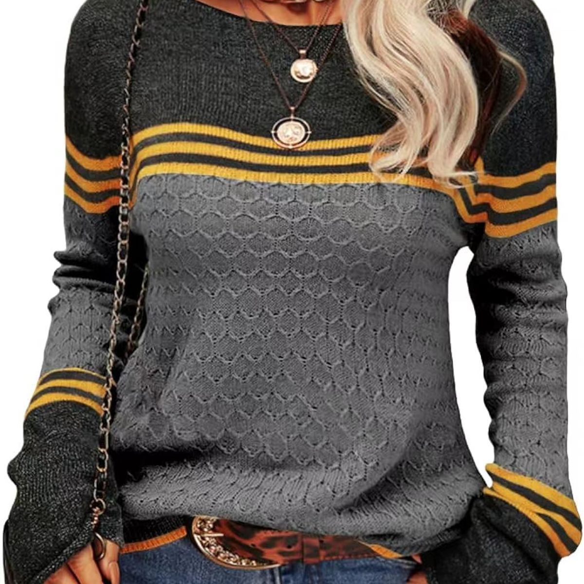 TIOZONEY - Sweater Cuello Redondo Mujer