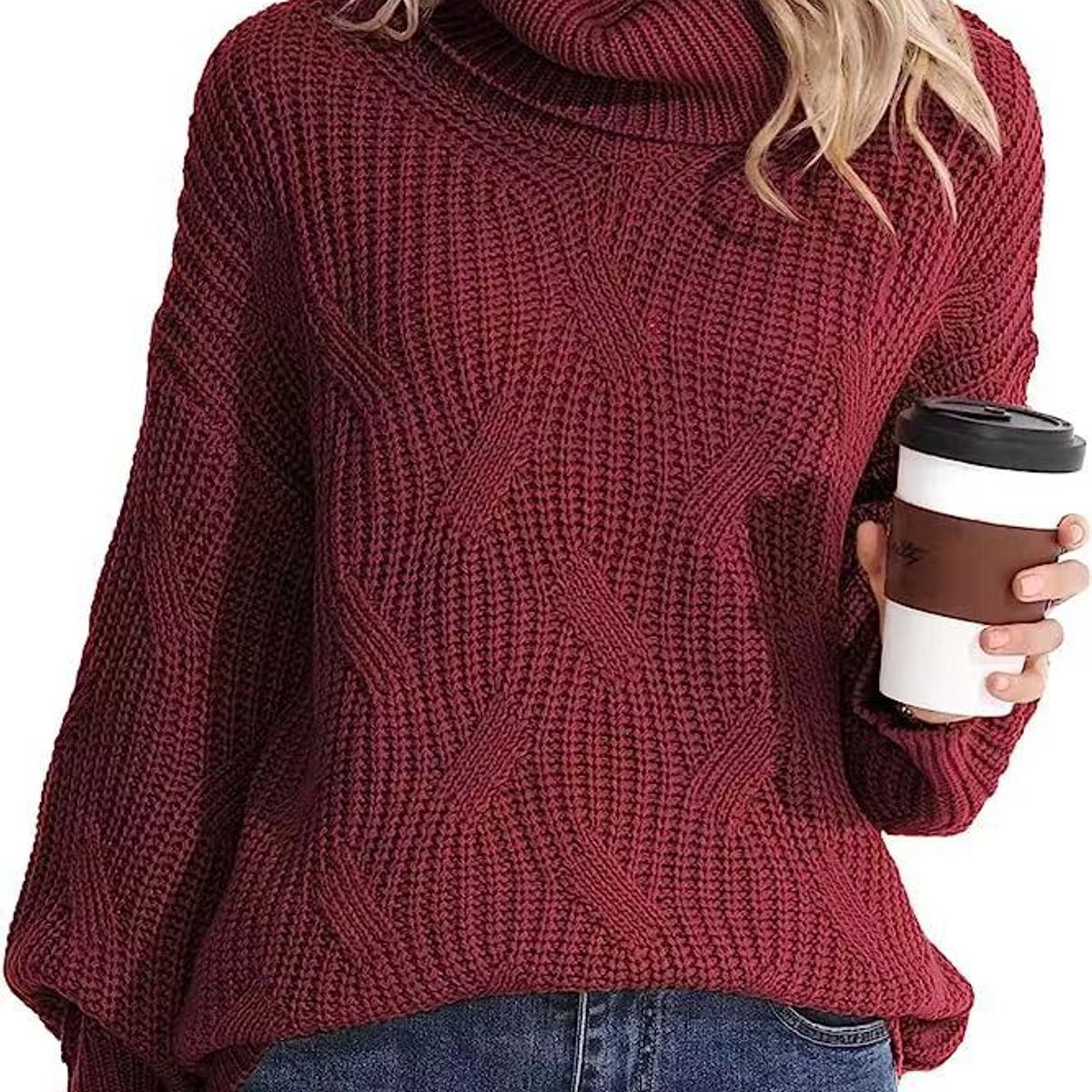 TIOZONEY - Sweater Cuello de Cuello Alto Mujer