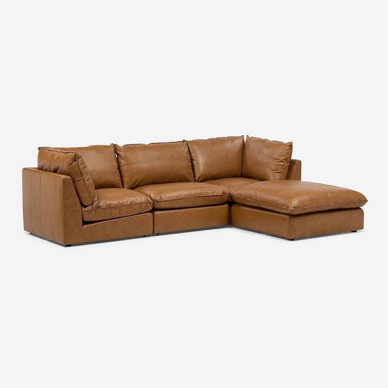 ROSEN - Sofá Modular Seattle 4 Piezas Cuero Camel