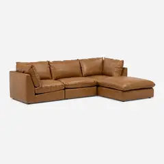 ROSEN - Sofá Modular Seattle 4 Piezas Cuero Camel