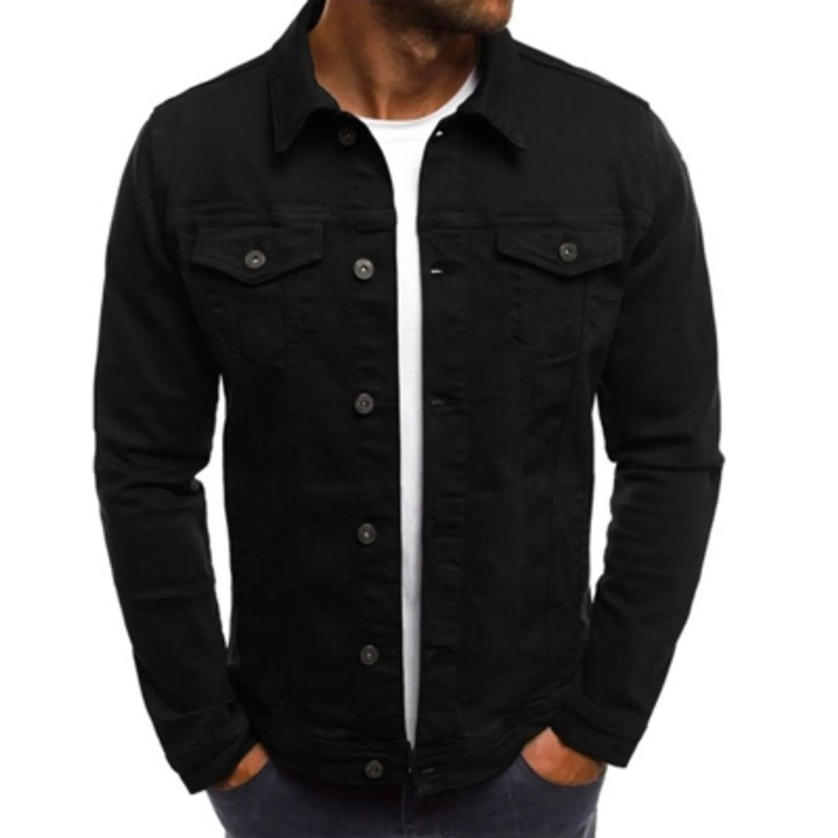 TIOZONEY - Chaqueta mezclilla Hombre - Negra