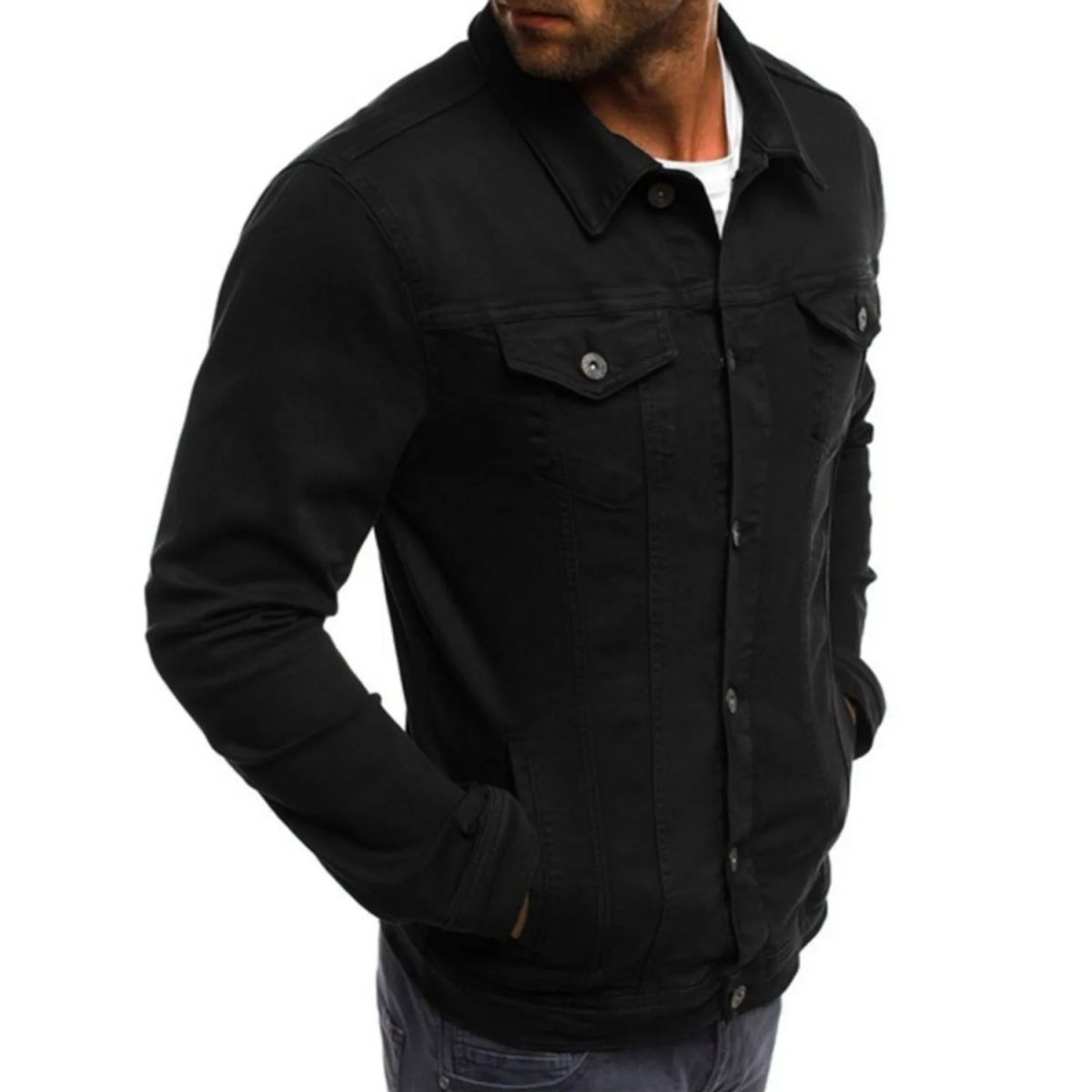 TIOZONEY - Chaqueta mezclilla Hombre - Negra
