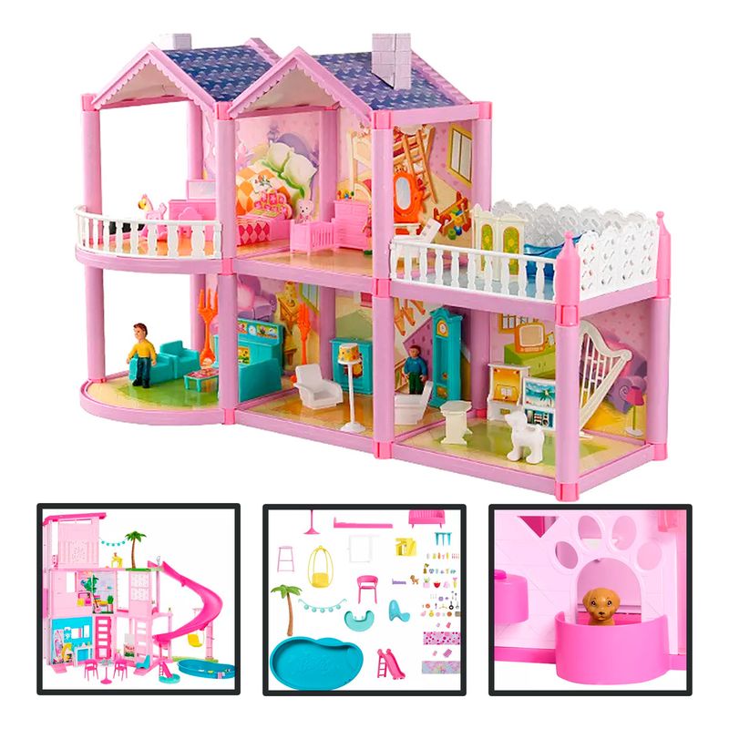 IPLAY - Casa De Muñecas Pista Auto Luxury Villas Con Muñeca 254 Pcs