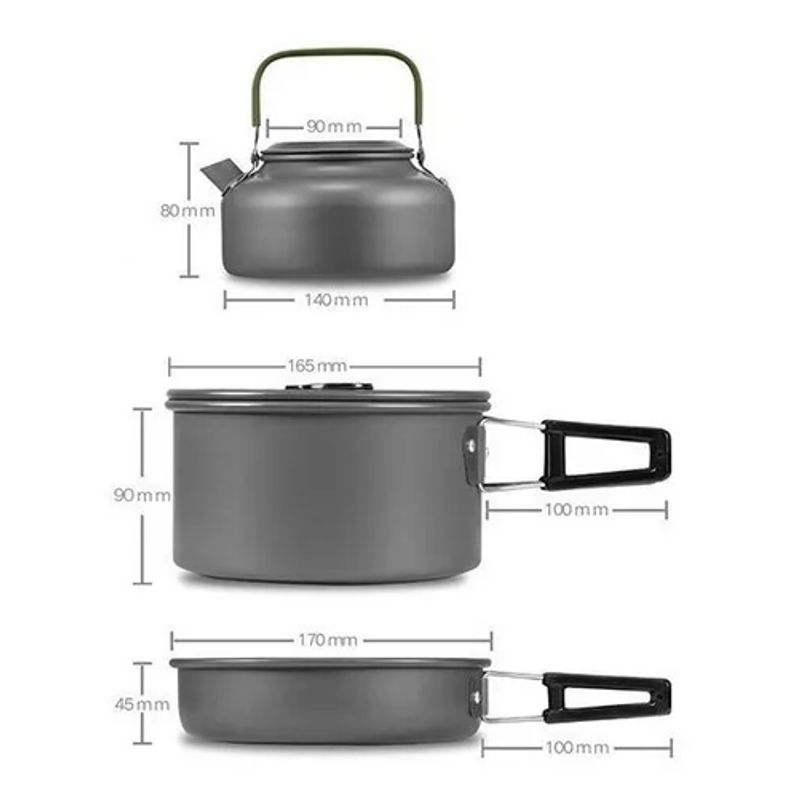 GENERICO - Set de ollas outdoor camping cocinilla y utensilios