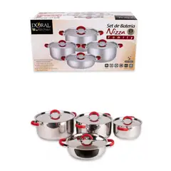 DORAL - Batería Nizza Acero Inoxidable 8 Piezas C/tapa