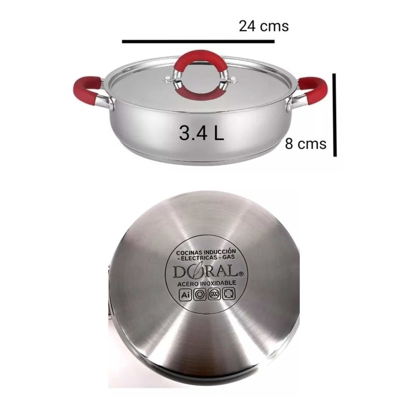DORAL - Olla Arrocera Acero Inoxidable 3,4 Lts  Marca Doral 24 Cms doral
