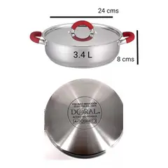 DORAL - Olla Arrocera Acero Inoxidable 3,4 Lts Marca 24 Cms