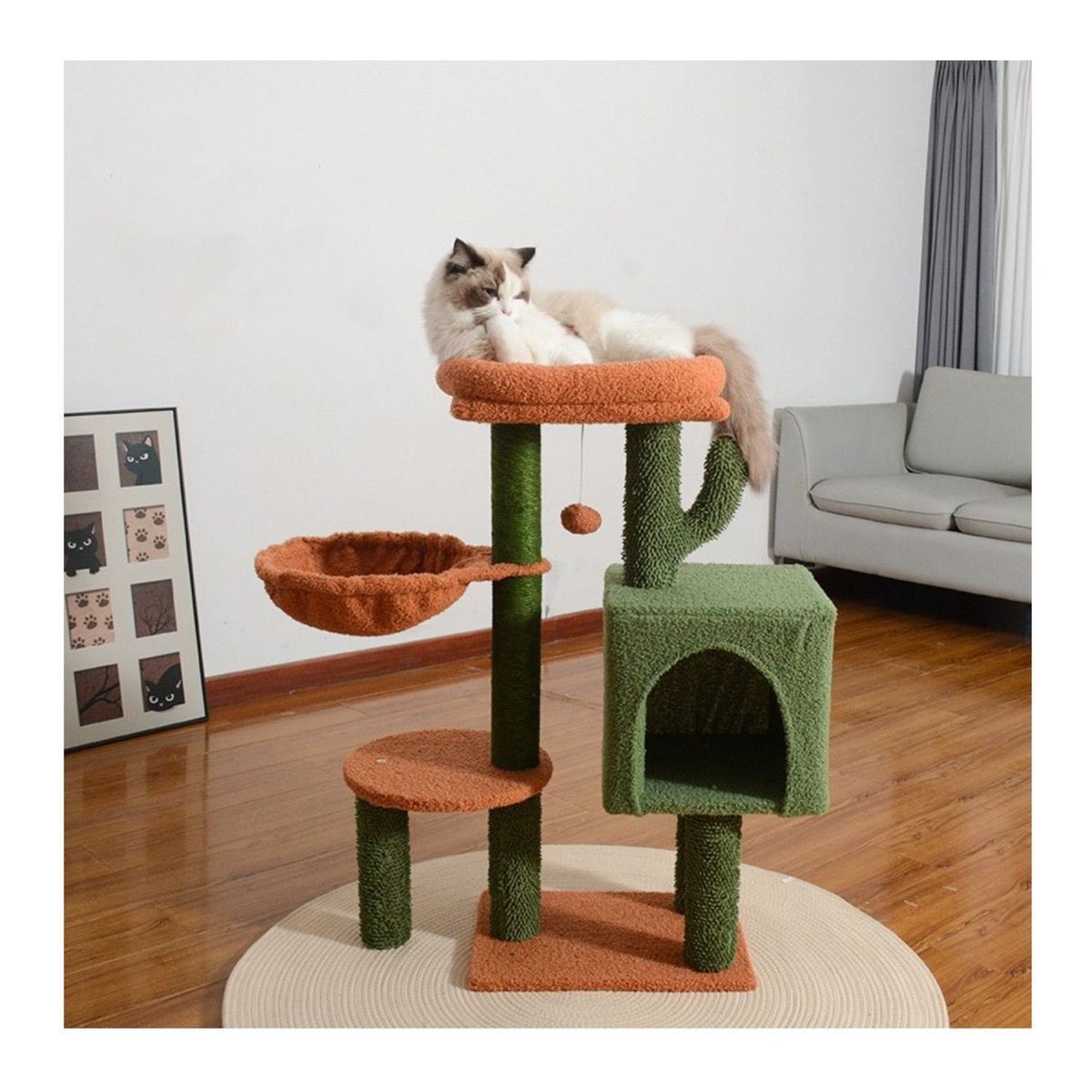 BABYLUNA - Rascador Gimnasio Para Gatos Con Juguetes Verde