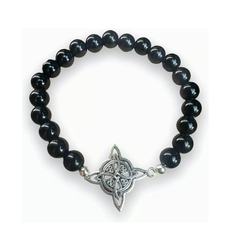 GENERICO - Pulsera Nudo De Brujas Elasticada Piedras Protección Suerte