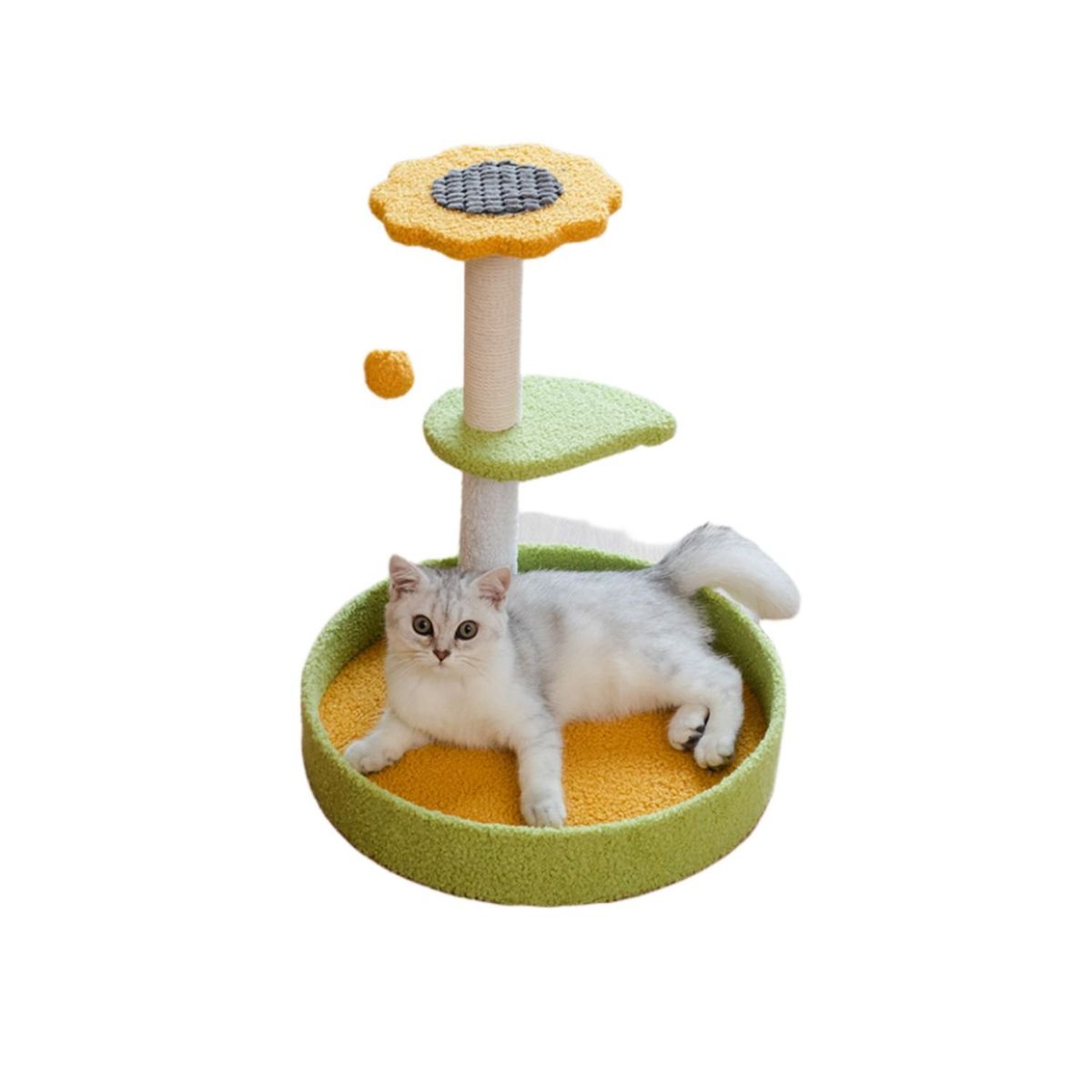 BABYLUNA - Rascador Gimnasio Para Gatos 2 Niveles Con Juguetes Verde