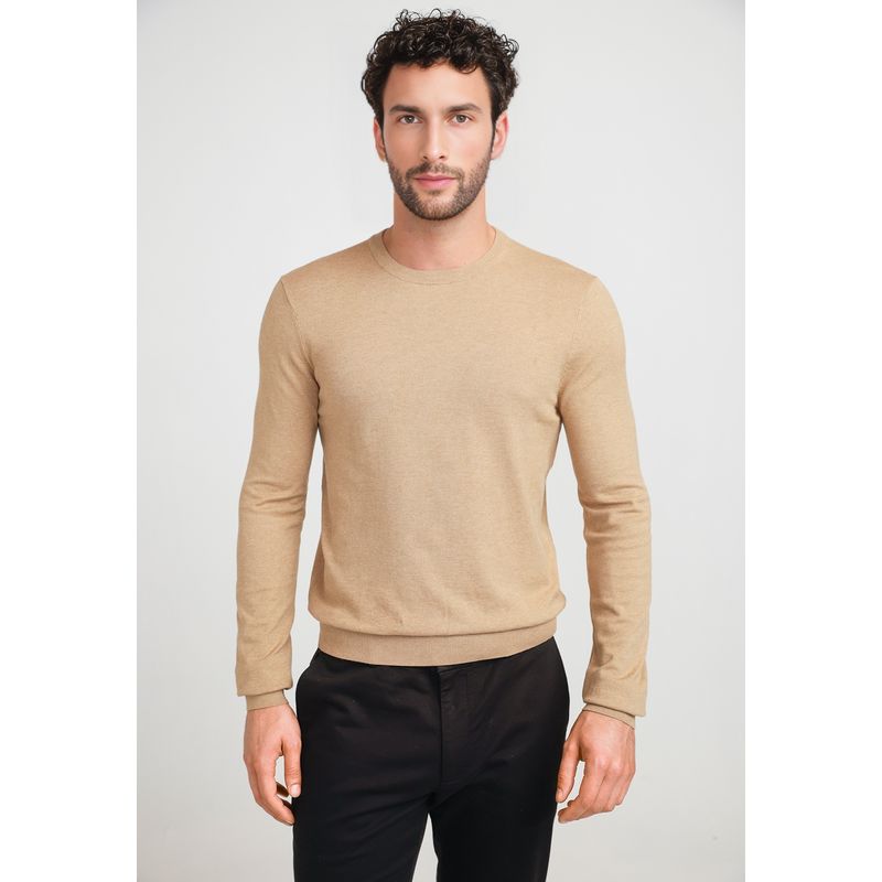 PERRY ELLIS - Sweater Hombre Cuello Redondo Camel