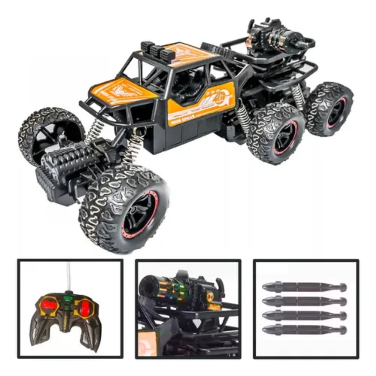 GENERICO - Auto A Control Remoto 6 Ruedas 4x4 Con Cañon Lanzador N