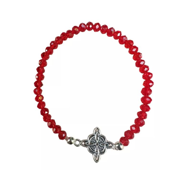 GENERICO - Pulsera Cristales Rojos Nudo De Brujas Anti Malas Energias