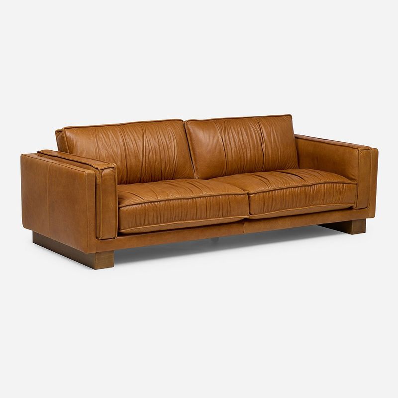 ROSEN - Sofá Turin 3,5 Cuerpos Cuero Caramelo