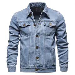 TIOZONEY - Chaqueta casual Vaquera de mezclilla Hombre